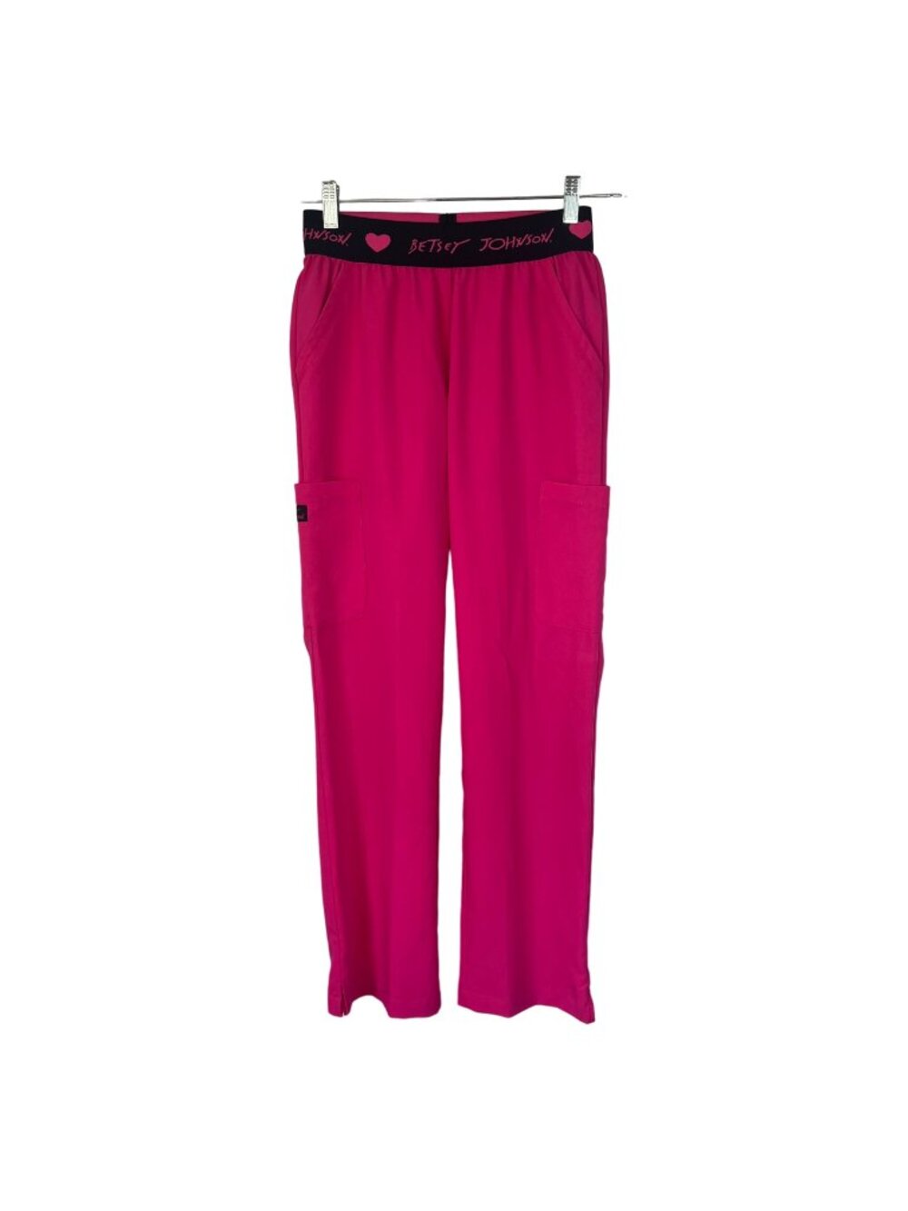 Betsey JohnsonElastic Waist Cargo Scrub Pants XS Hot Pink Medical